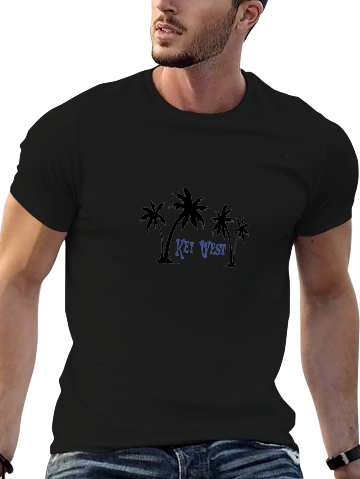 Key West Palm Tree Graphic Tee - Black