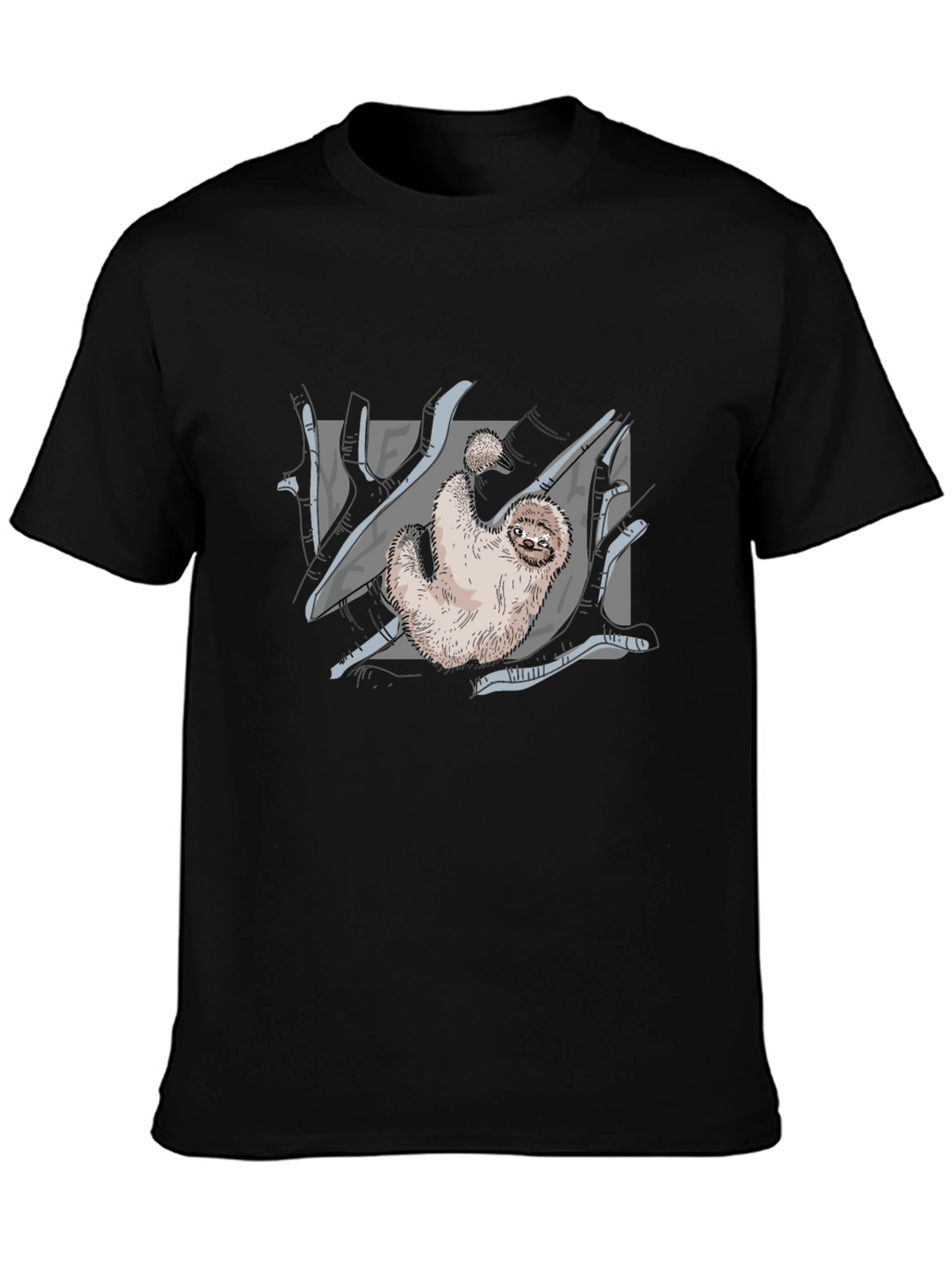Sloth Graphic Print Black T-Shirt