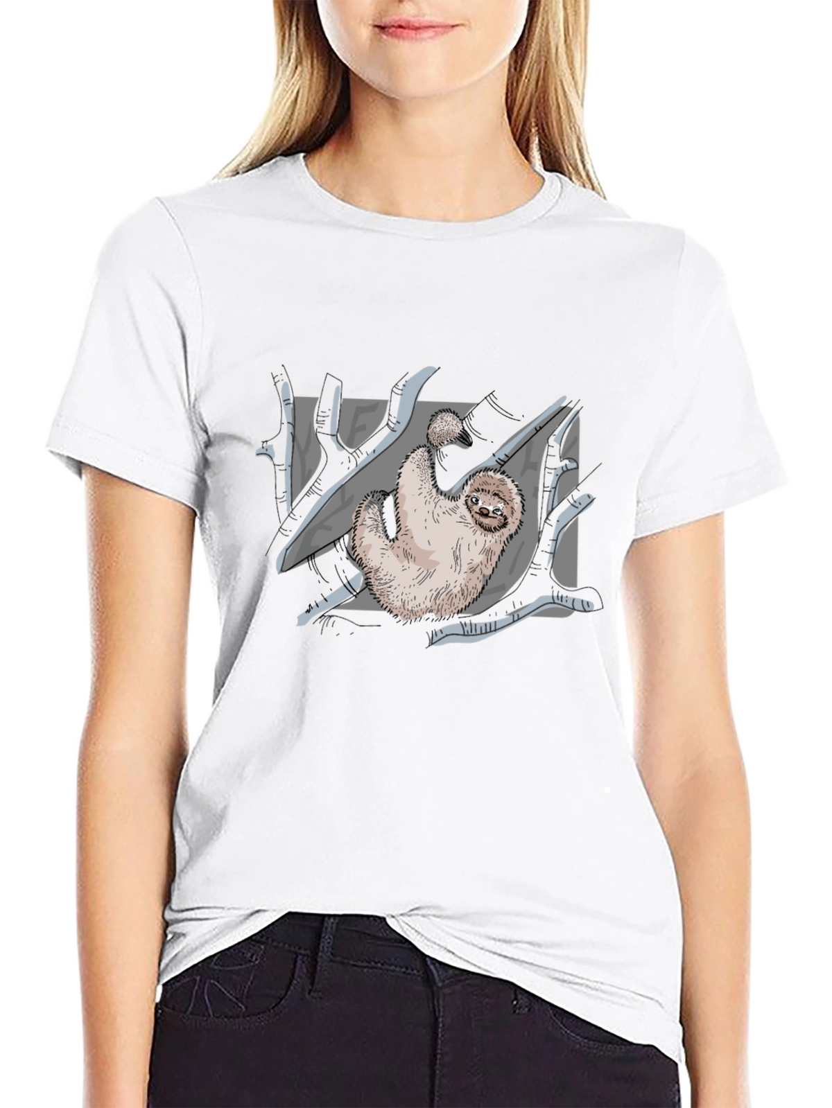 Sloth Graphic Print Black T-Shirt