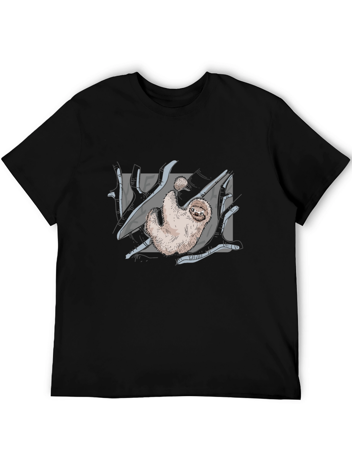 Sloth Graphic Print Black T-Shirt