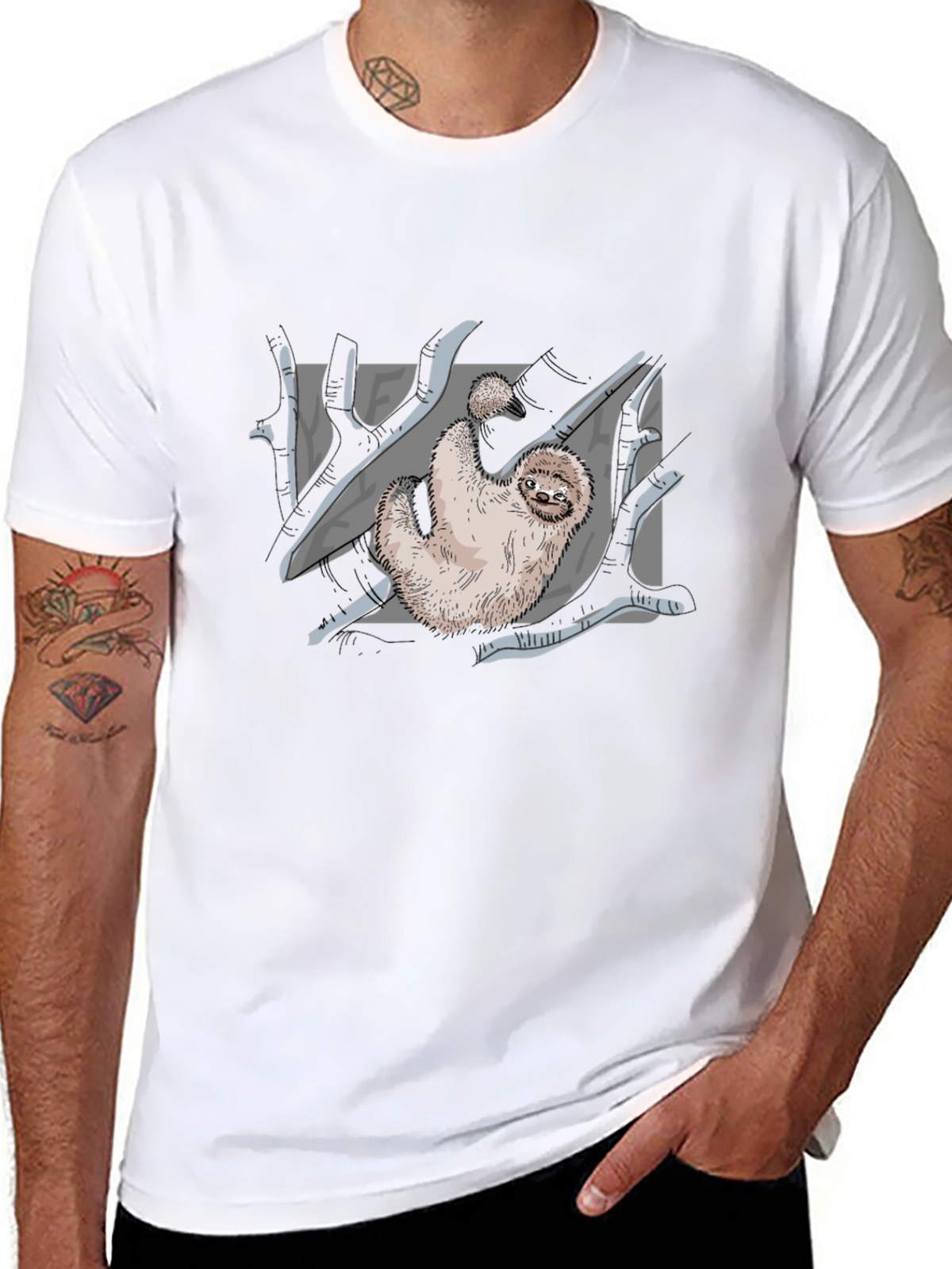 Sloth Graphic Print Black T-Shirt