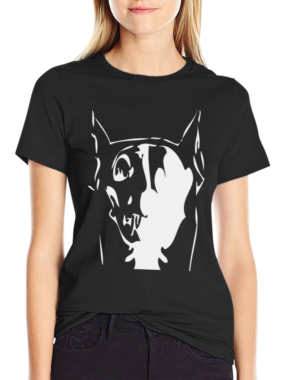 Graphic Dog Print Black T-Shirt