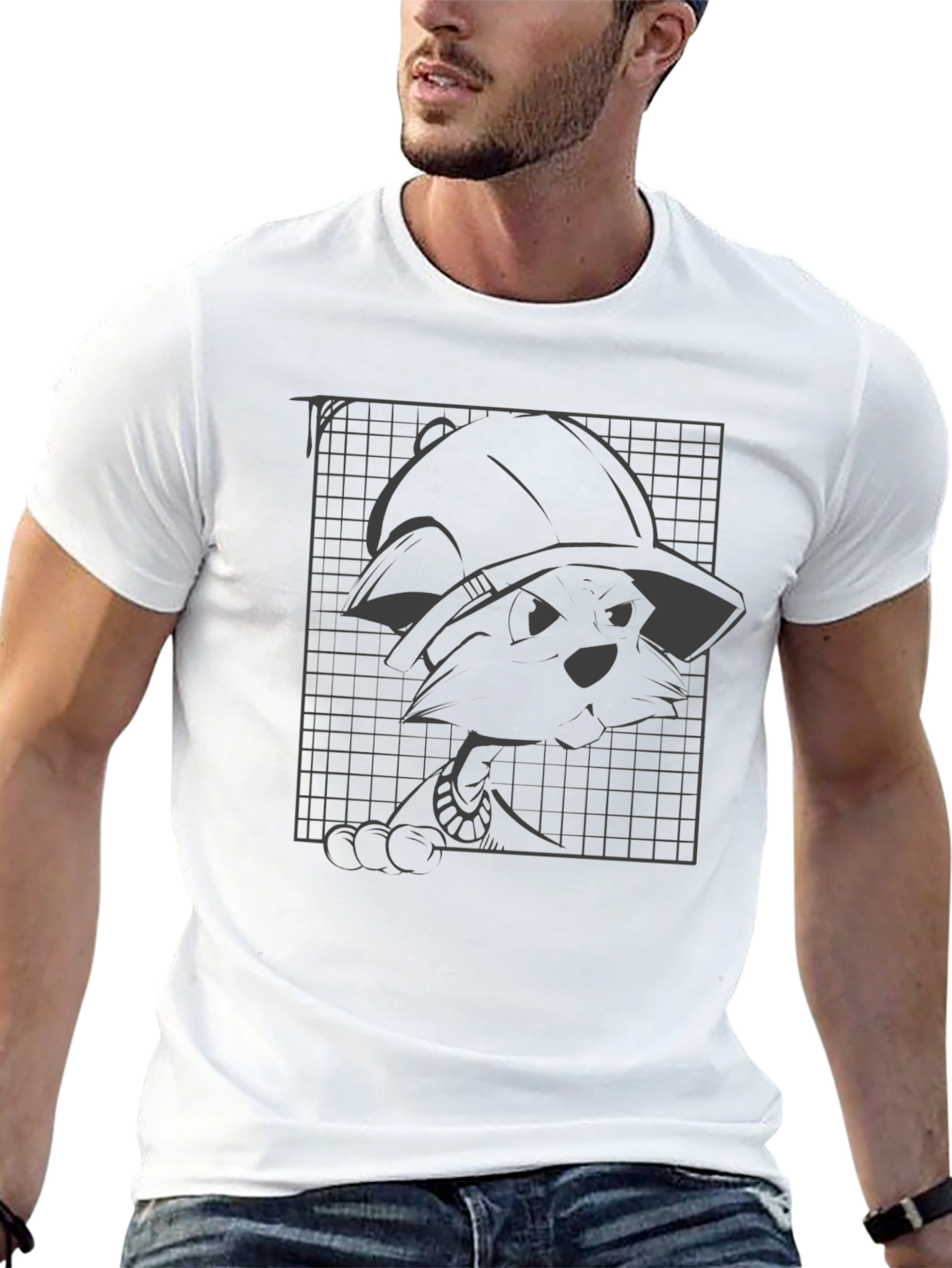 Cool Cartoon Graphic Tee - Black Cotton Blend