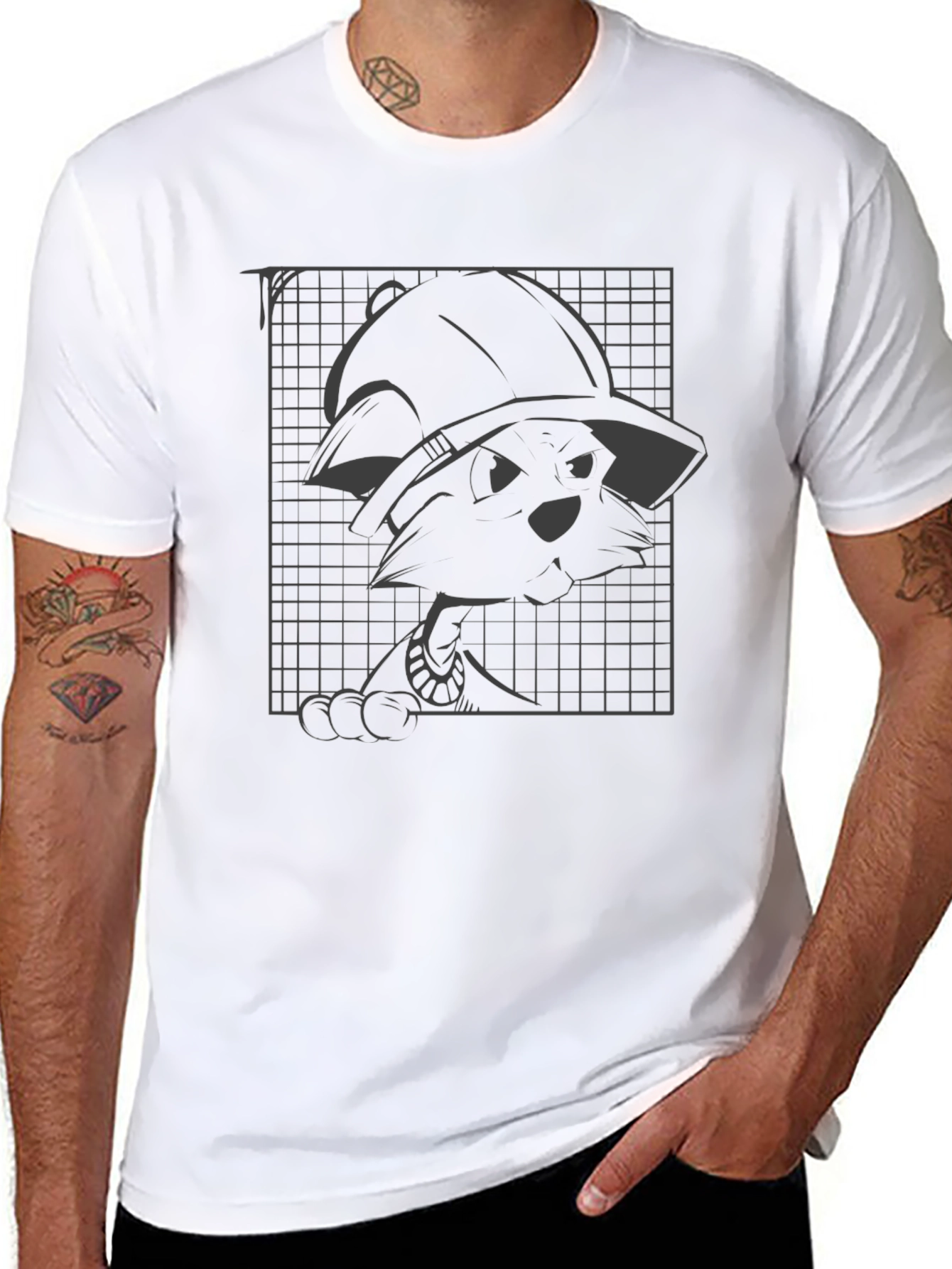 Cool Cartoon Graphic Tee - Black Cotton Blend