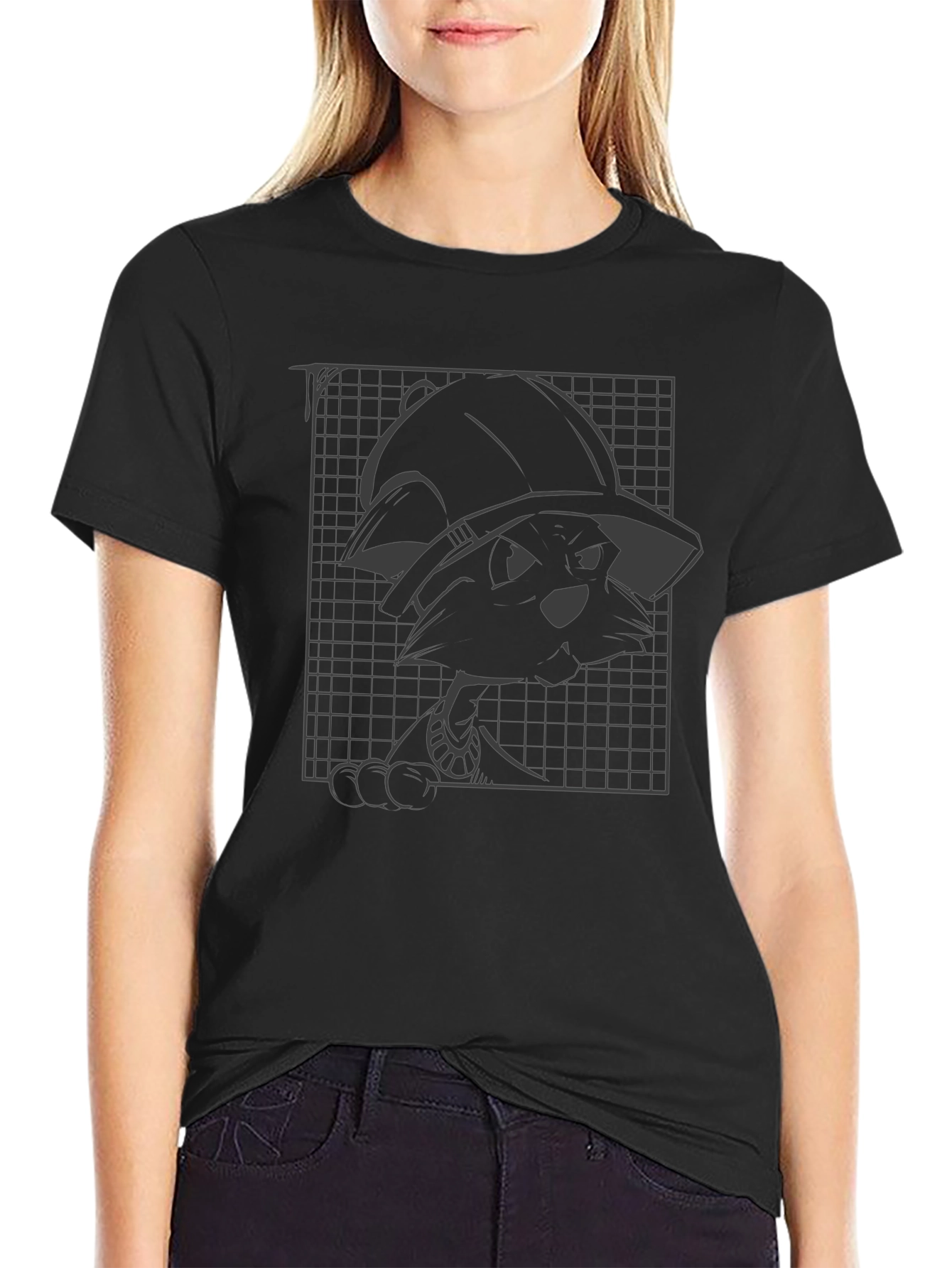 Cool Cartoon Graphic Tee - Black Cotton Blend
