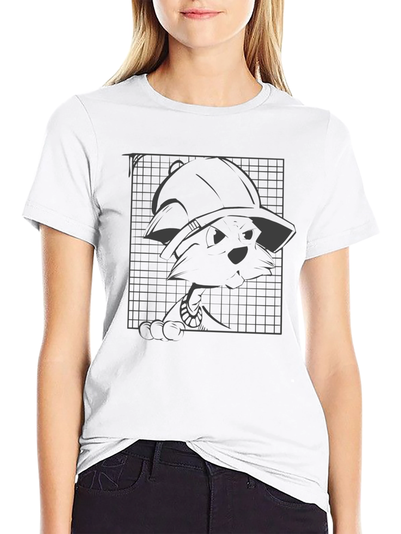 Cool Cartoon Graphic Tee - Black Cotton Blend