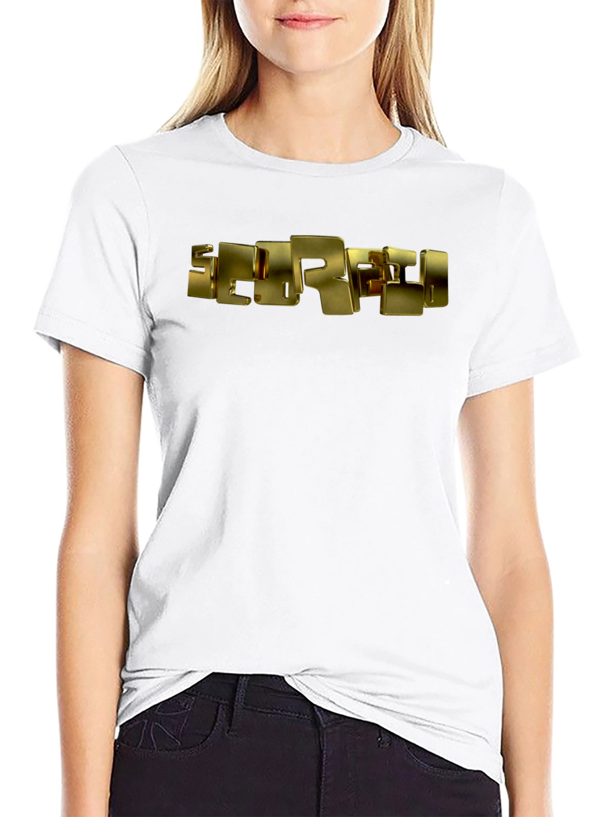 Golden Block Letter Graphic Black T-Shirt