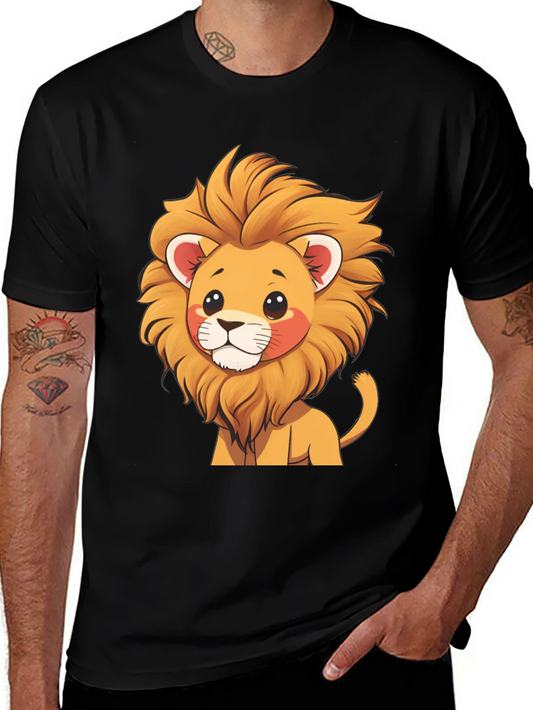 Cute Lion Graphic Tee - Black T-Shirt