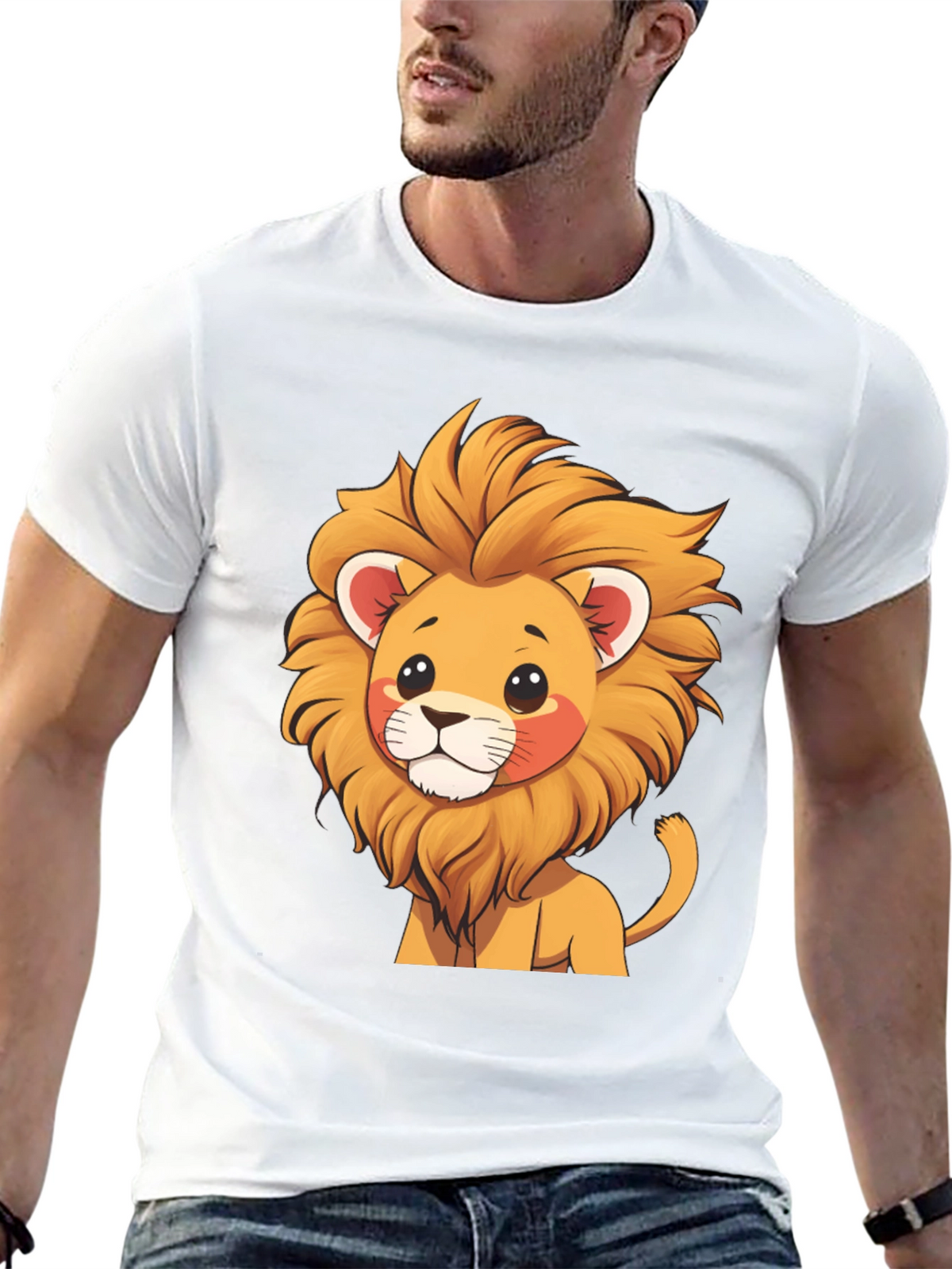 Cute Lion Graphic Tee - Black T-Shirt