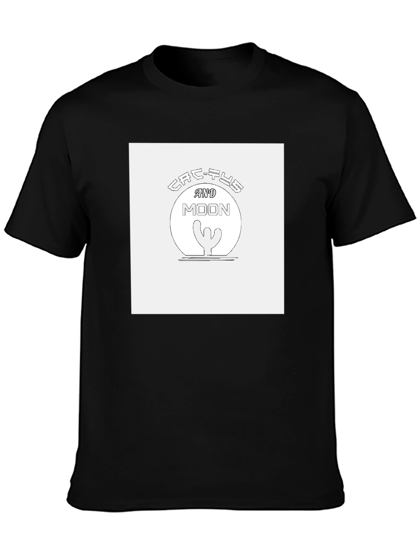 Cactus & Moon Graphic Tee - Unisex Black T-Shirt