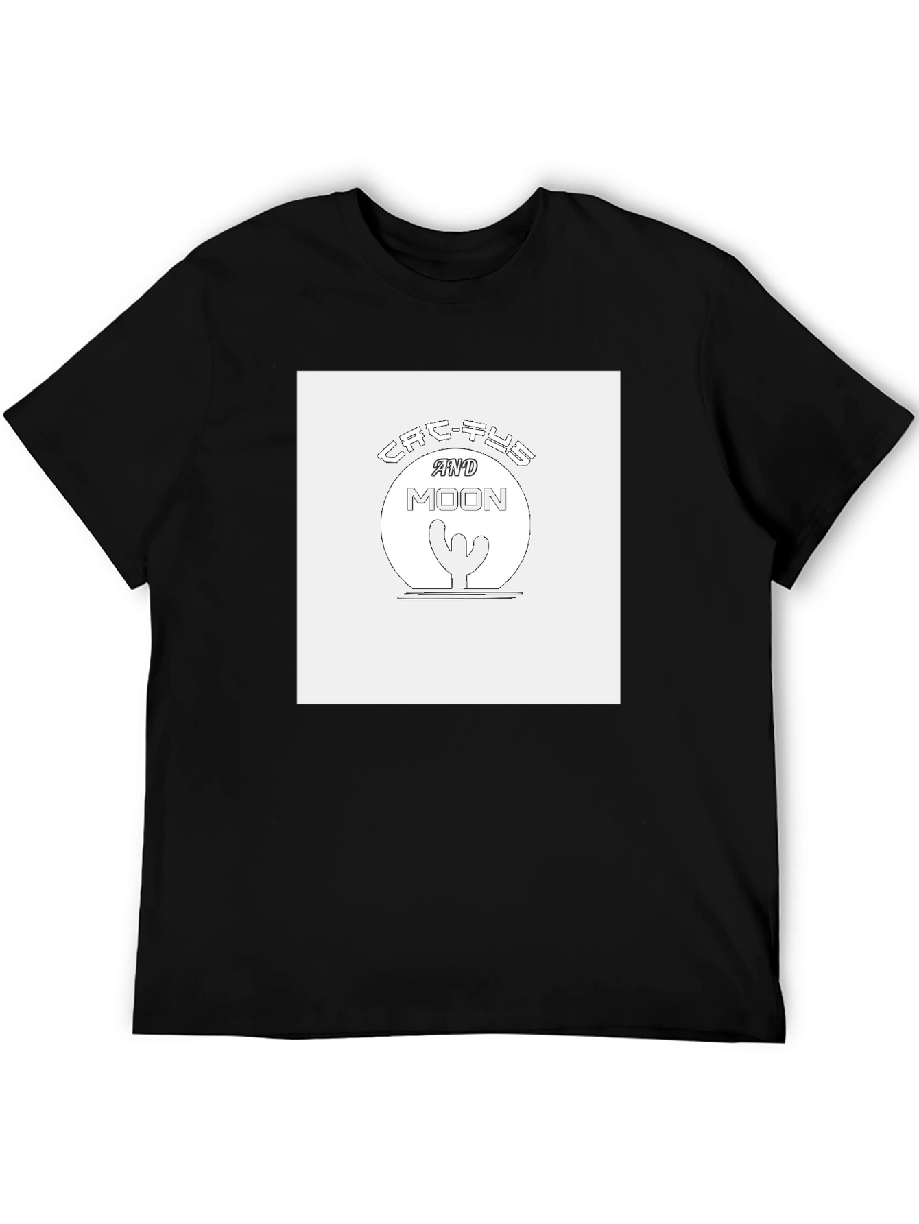 Cactus & Moon Graphic Tee - Unisex Black T-Shirt