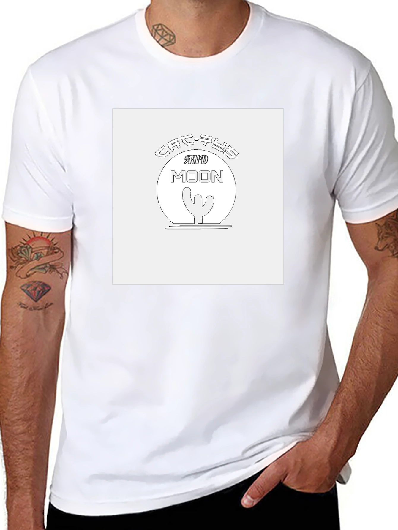 Cactus & Moon Graphic Tee - Unisex Black T-Shirt
