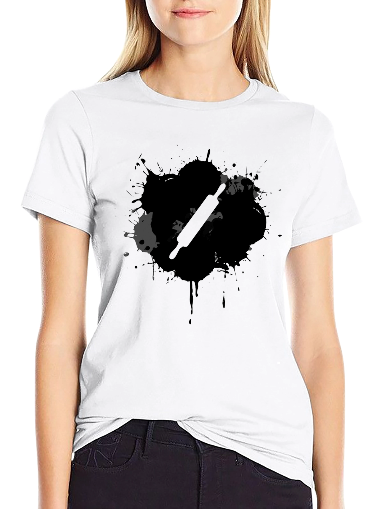 Chef Rolling Pin Graphic Black T-Shirt