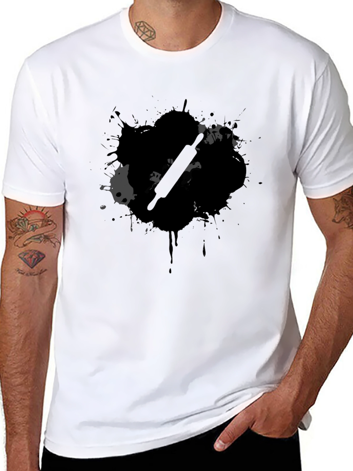 Chef Rolling Pin Graphic Black T-Shirt
