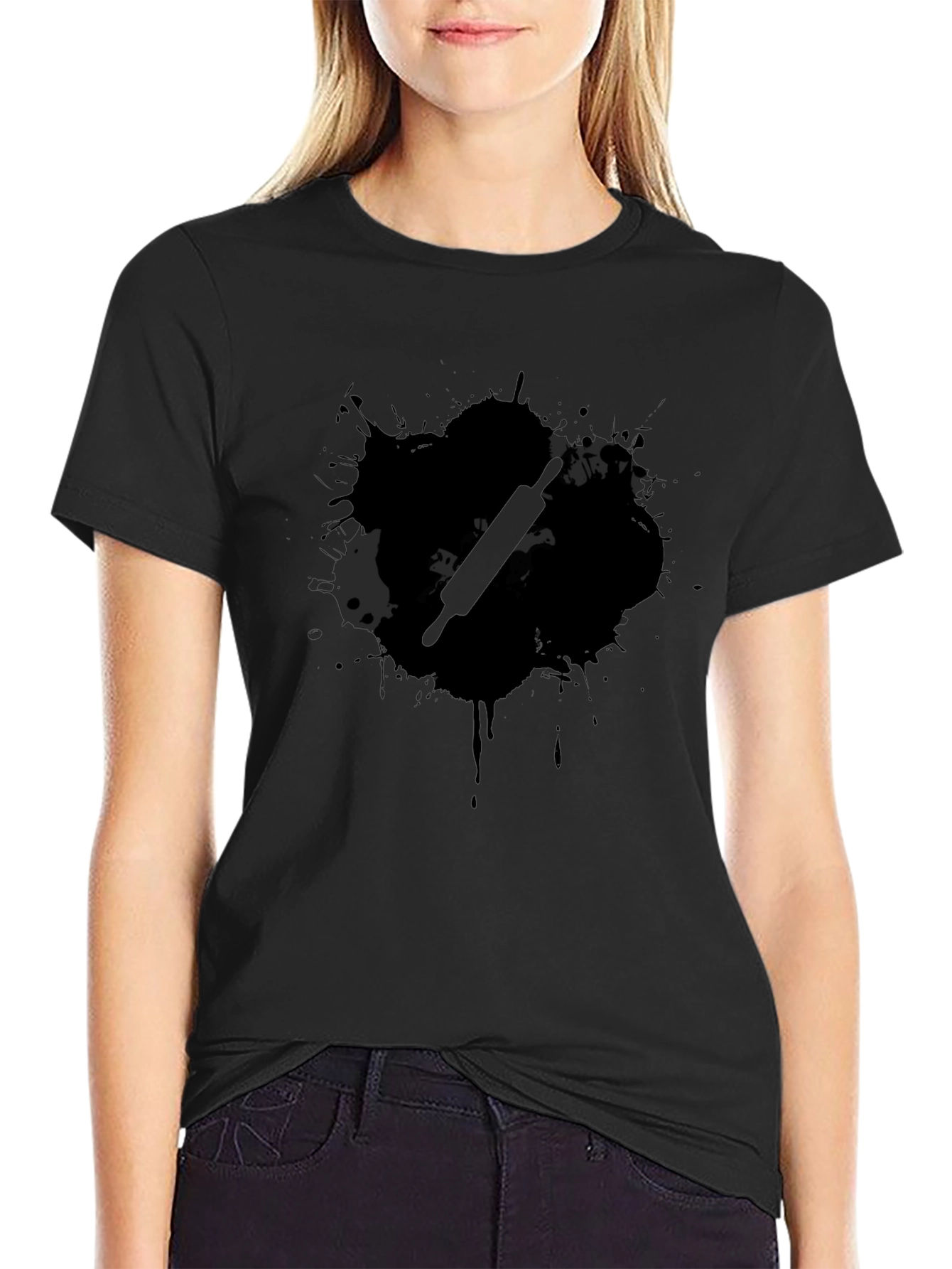 Chef Rolling Pin Graphic Black T-Shirt