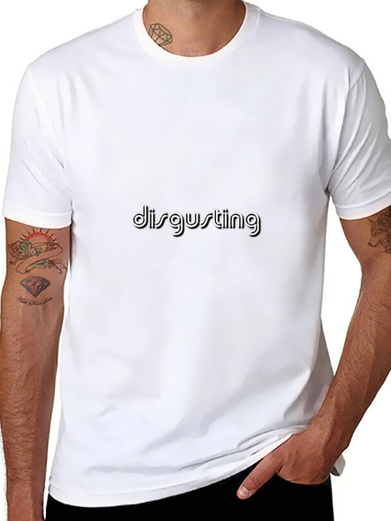 Disgusting Graphic Tee - Black Cotton Casual Wear