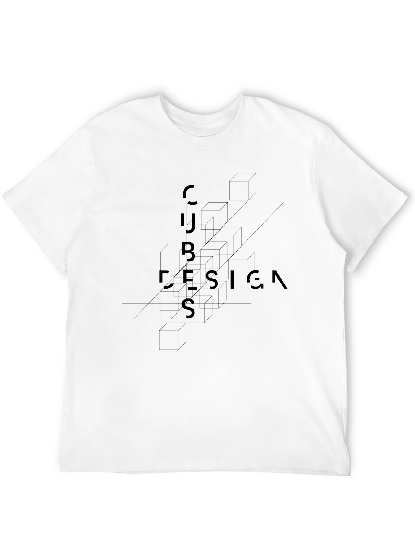 Geometric Cubes Design T-Shirt - Modern Art Tee