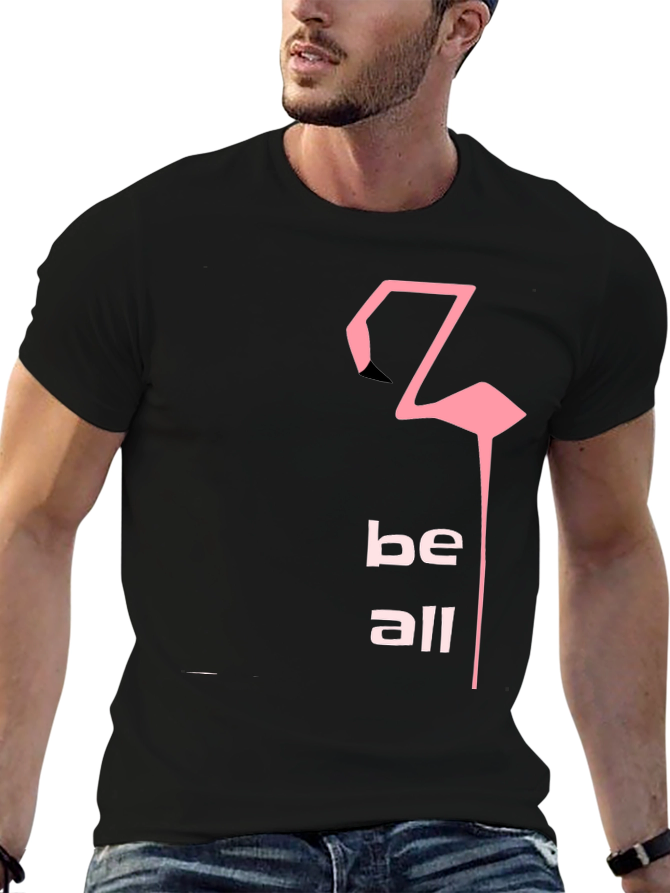 Be All Flamingo Graphic Tee - Black