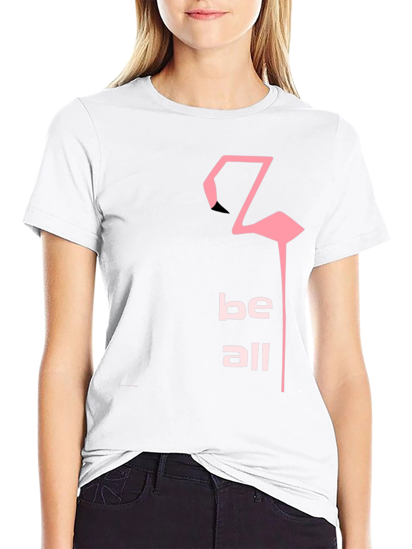 Be All Flamingo Graphic Tee - Black