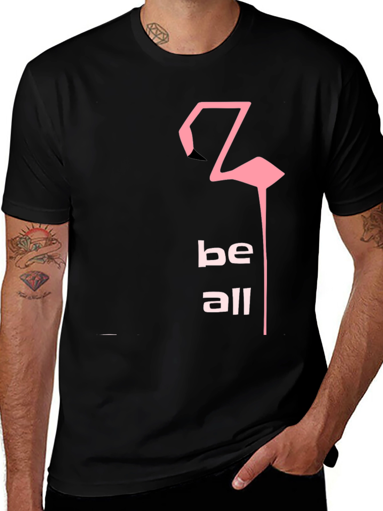 Be All Flamingo Graphic Tee - Black
