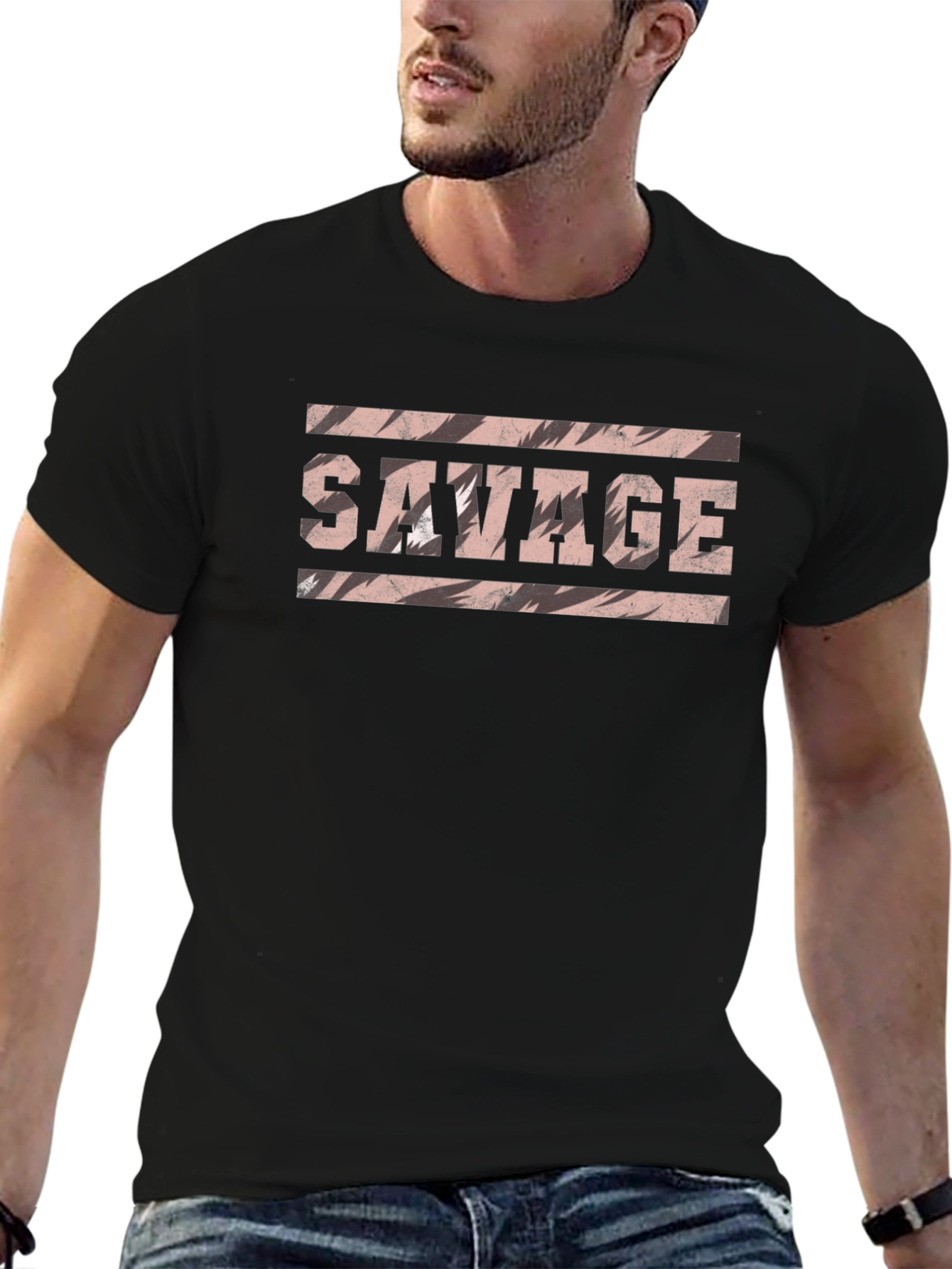 Savage Graphic Print Mens Black T-Shirt