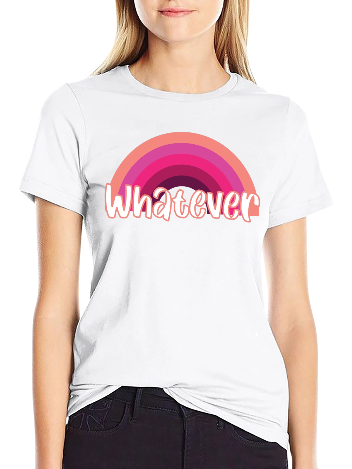 Whatever Rainbow Graphic Tee - Casual Style