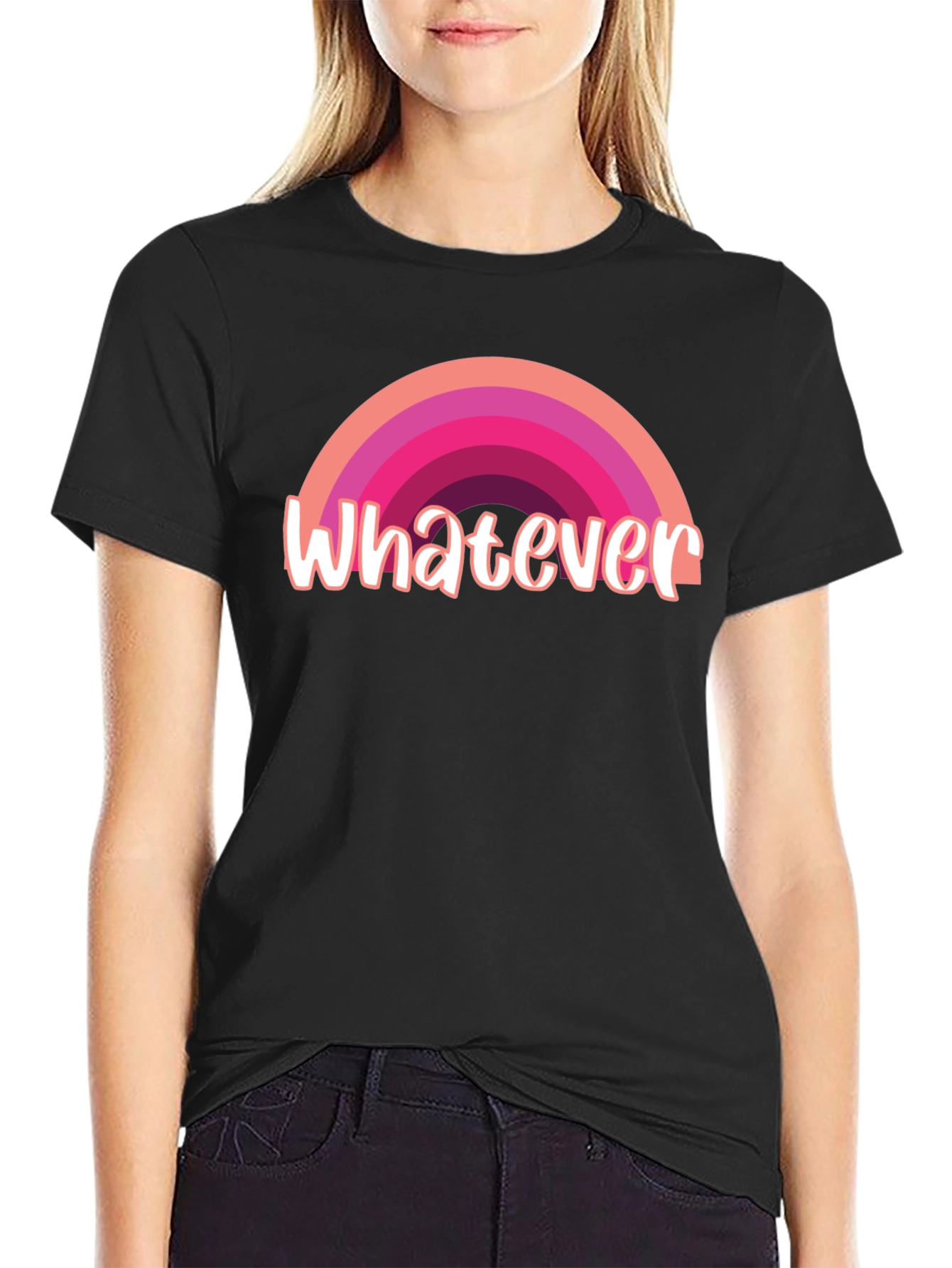 Whatever Rainbow Graphic Tee - Casual Style