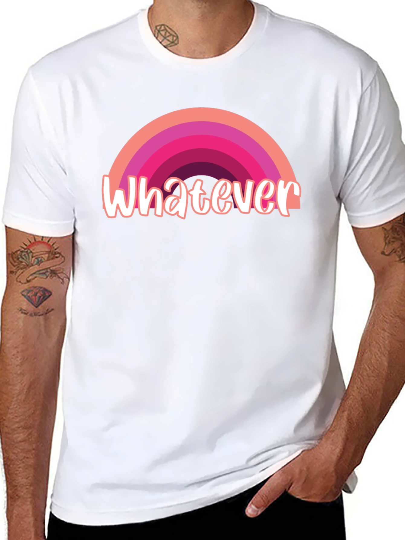 Whatever Rainbow Graphic Tee - Casual Style