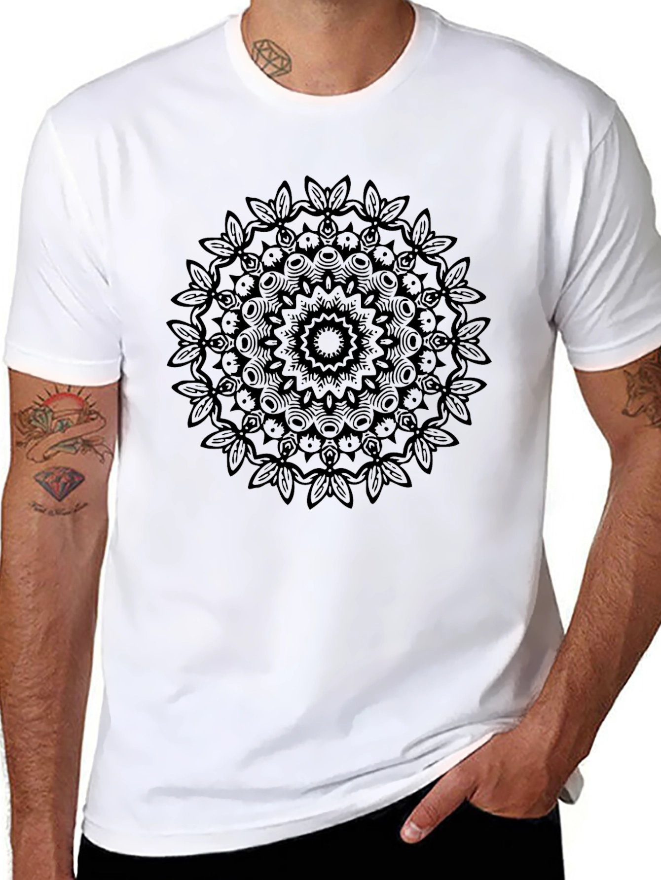 Black Mandala Design T-Shirt