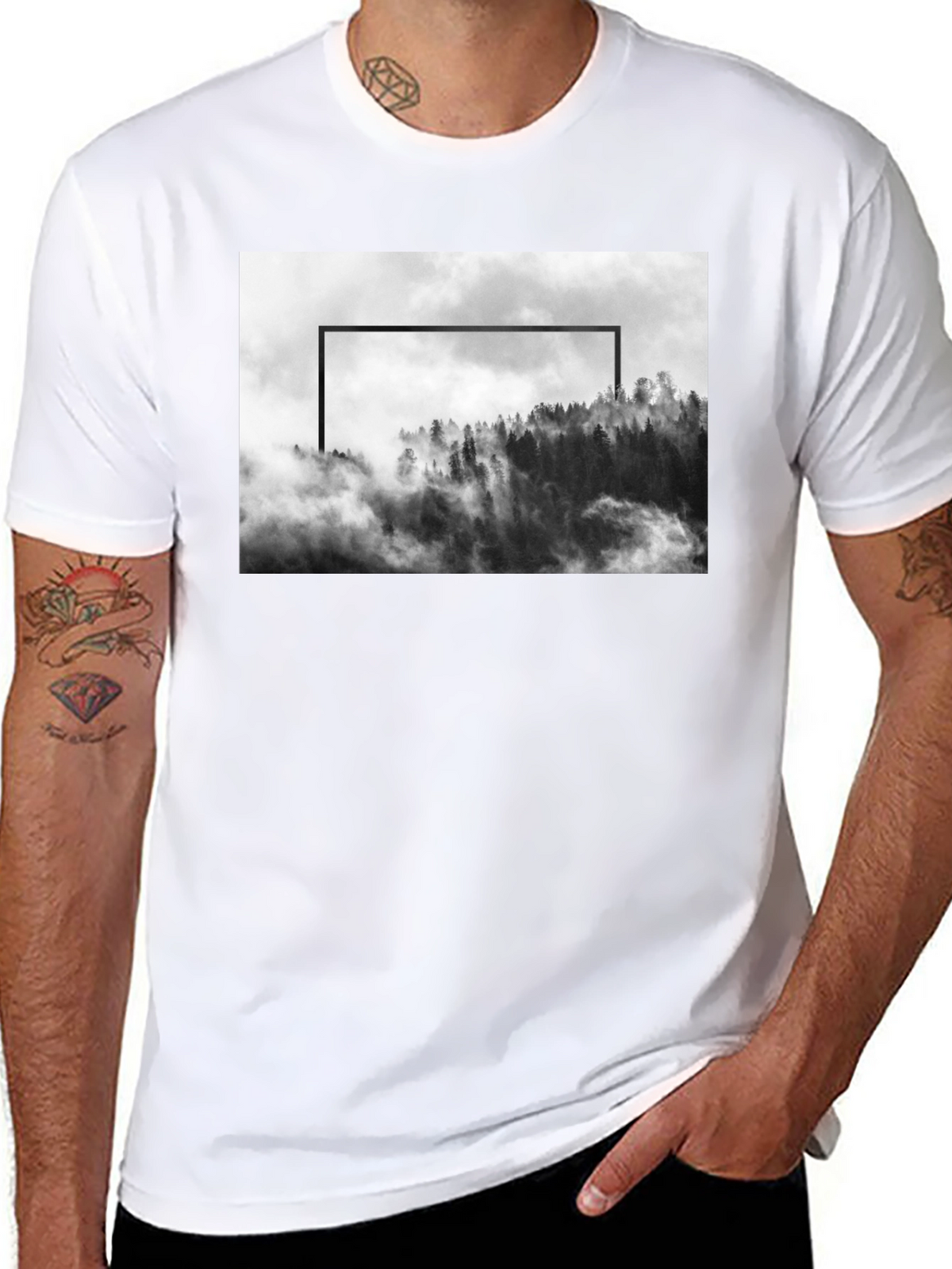 Mountain Framed Black T-Shirt