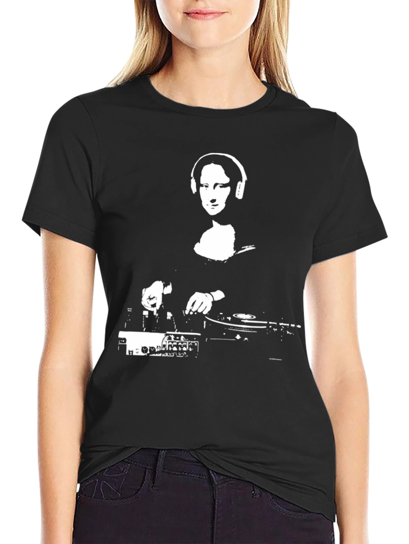 DJ Mona Lisa Black T-Shirt - Cool Music Tee
