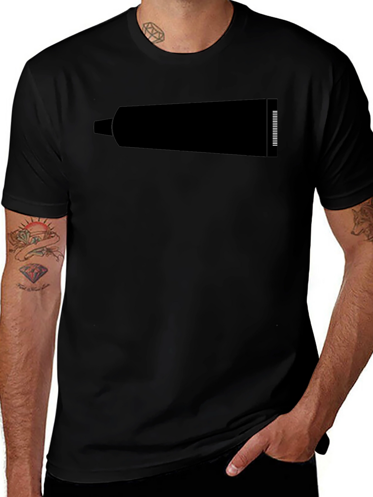 Mens Black Graphic T-Shirt - Tube Print