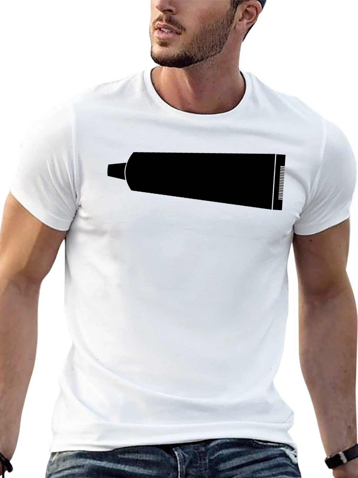 Mens Black Graphic T-Shirt - Tube Print
