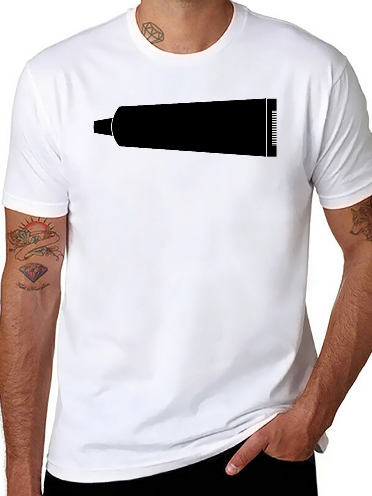 Mens Black Graphic T-Shirt - Tube Print