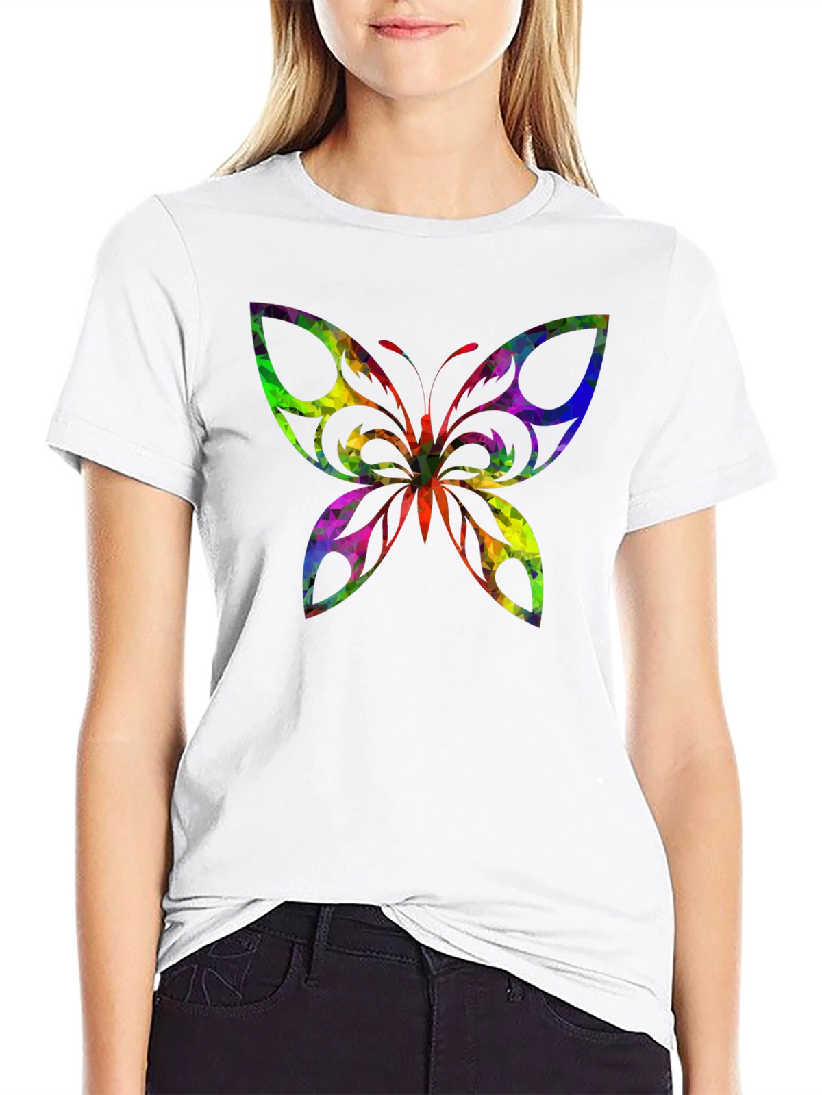 Geometric Butterfly Black T-Shirt