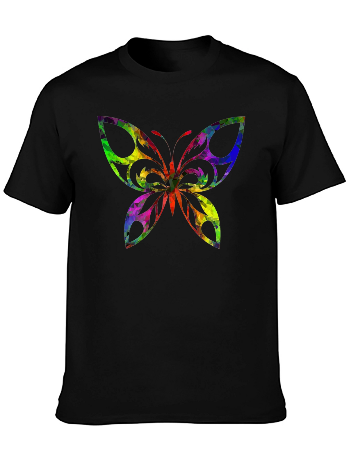 Geometric Butterfly Black T-Shirt