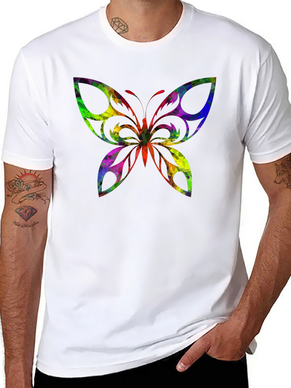 Geometric Butterfly Black T-Shirt