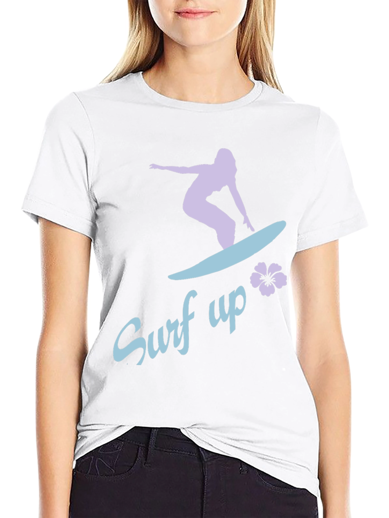 Surf Up Graphic Tee - Black Cotton Surfer Shirt