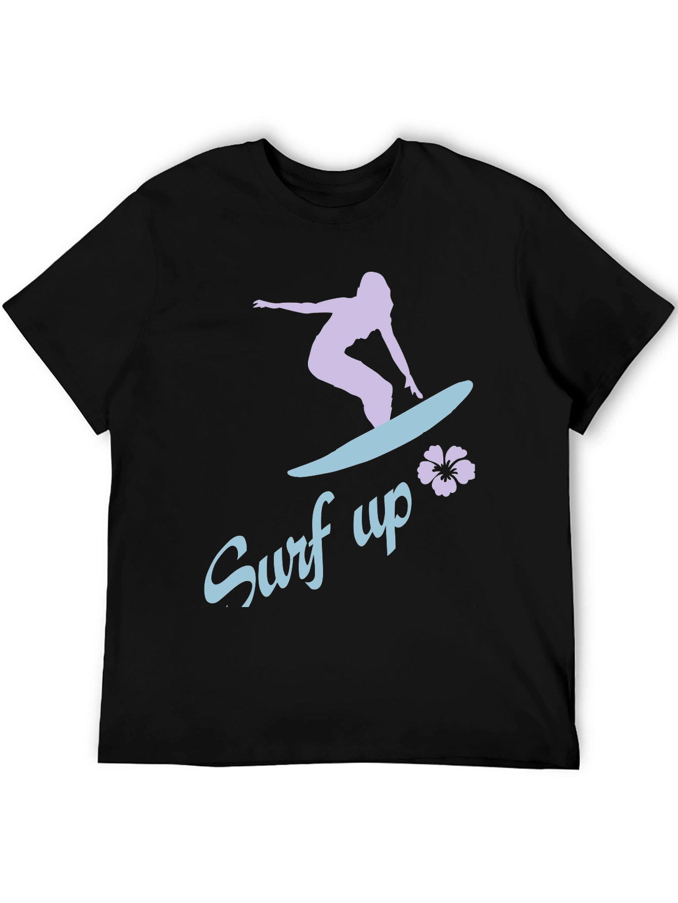 Surf Up Graphic Tee - Black Cotton Surfer Shirt
