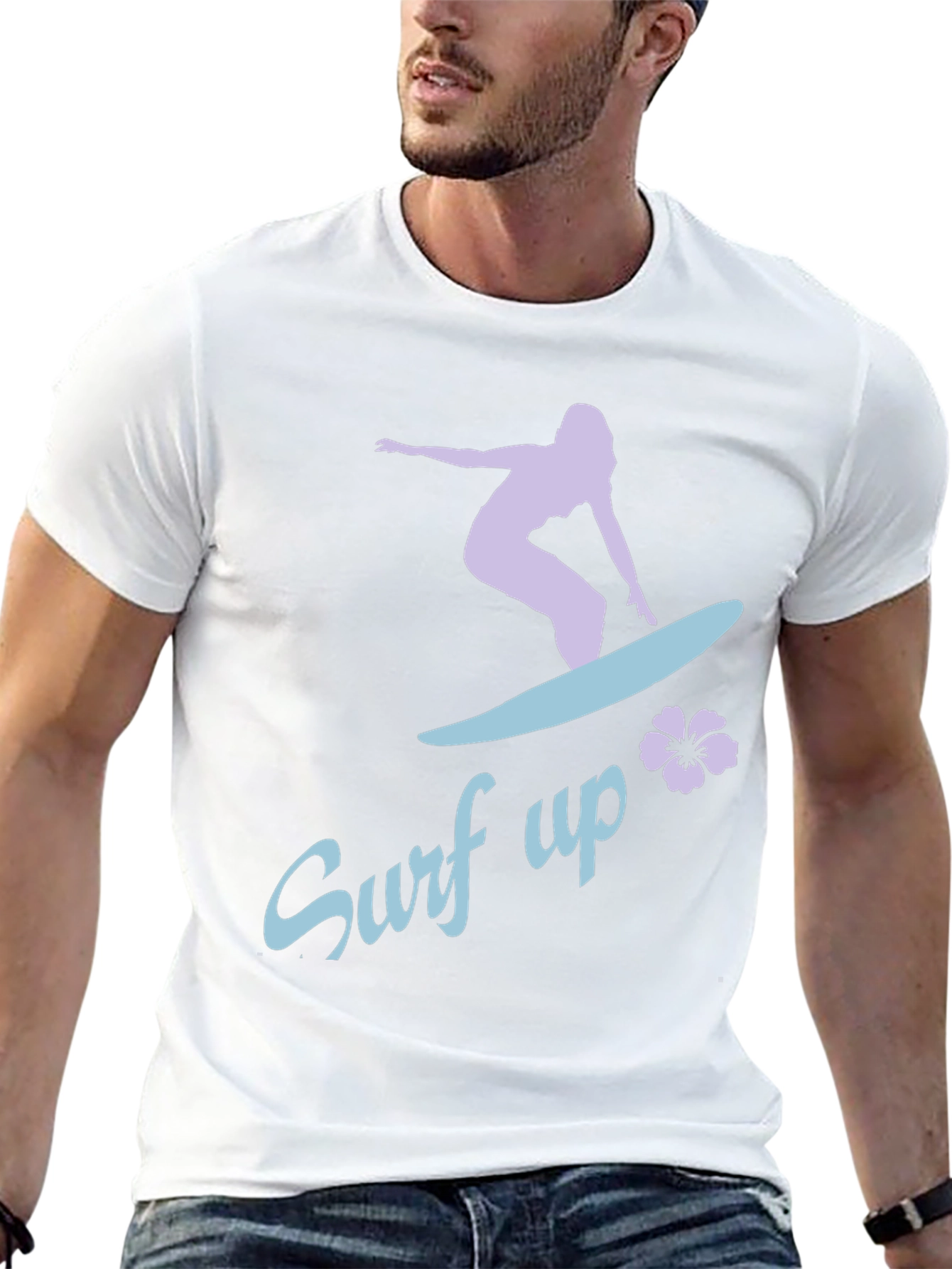 Surf Up Graphic Tee - Black Cotton Surfer Shirt