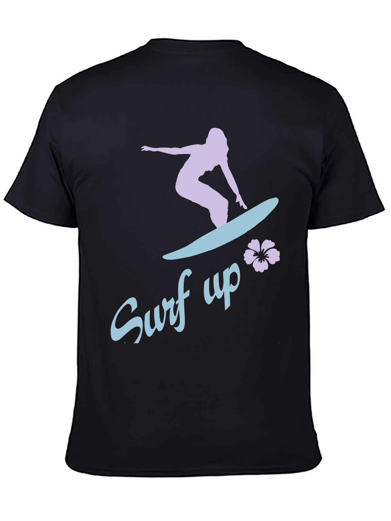 Surf Up Graphic Tee - Black Cotton Surfer Shirt