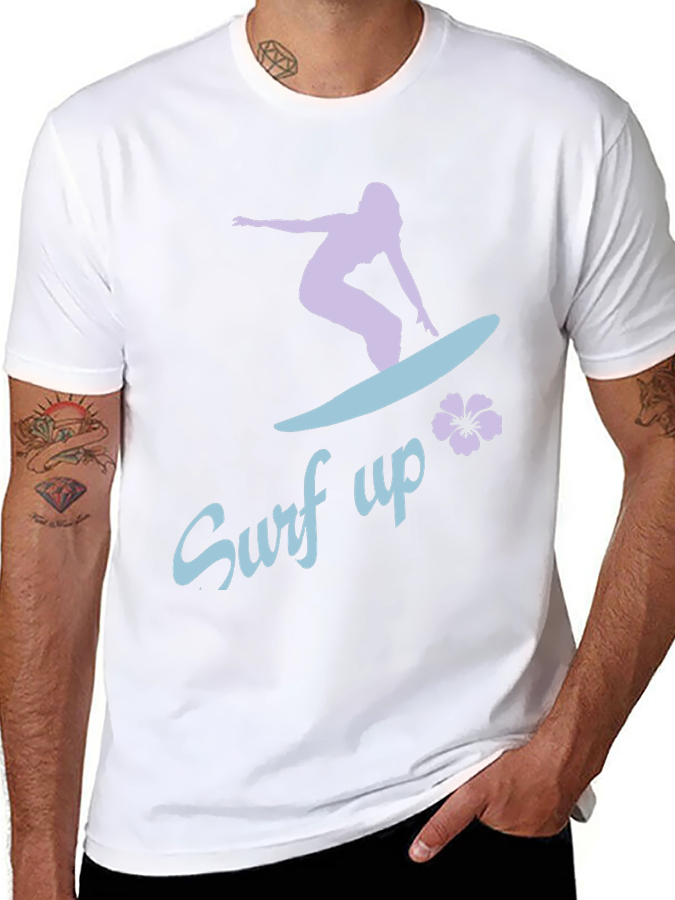 Surf Up Graphic Tee - Black Cotton Surfer Shirt