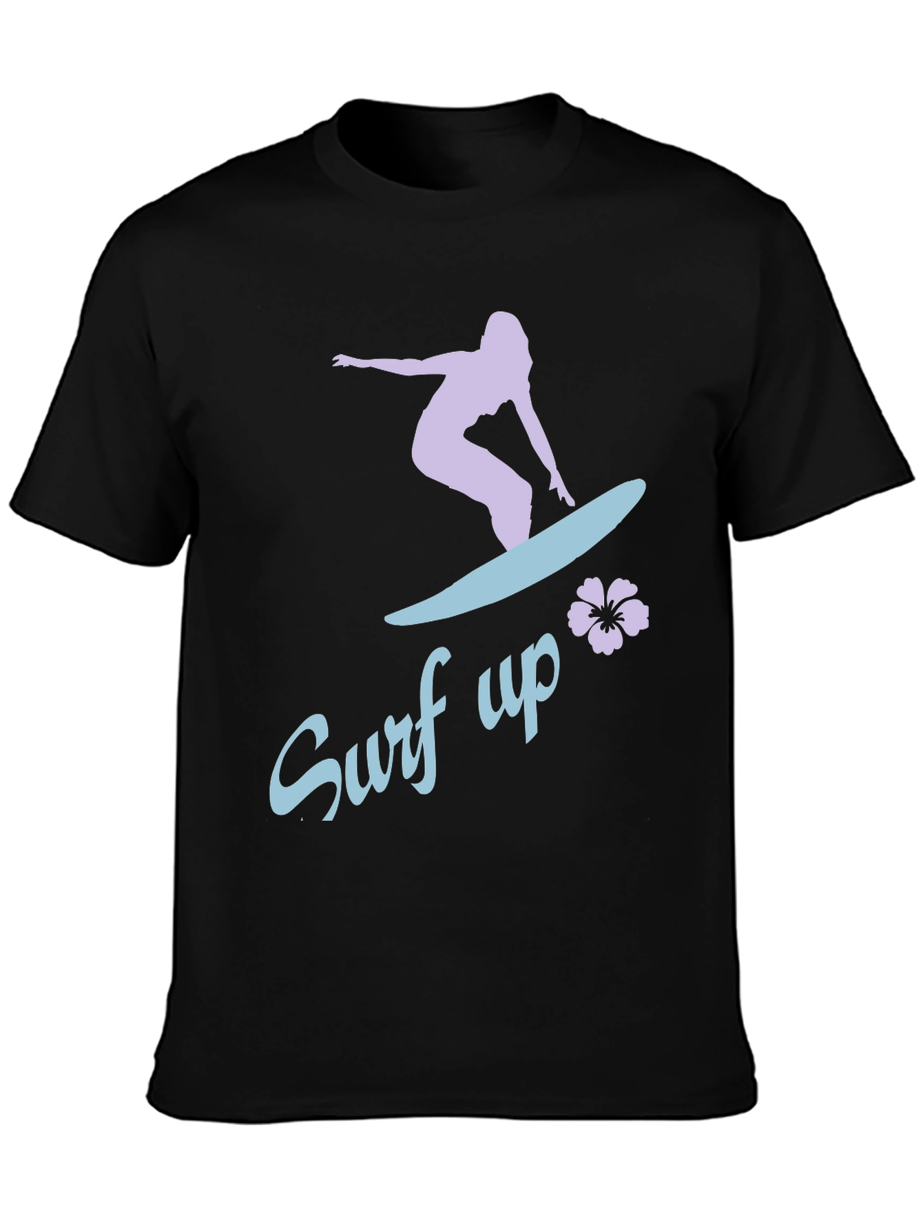 Surf Up Graphic Tee - Black Cotton Surfer Shirt