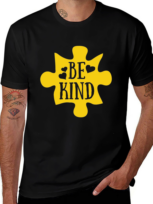Be Kind Puzzle Piece Graphic Tee - Black Cotton