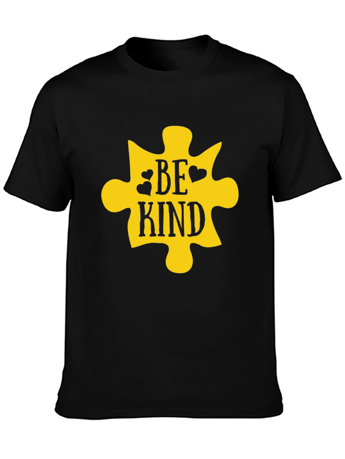 Be Kind Puzzle Piece Graphic Tee - Black Cotton