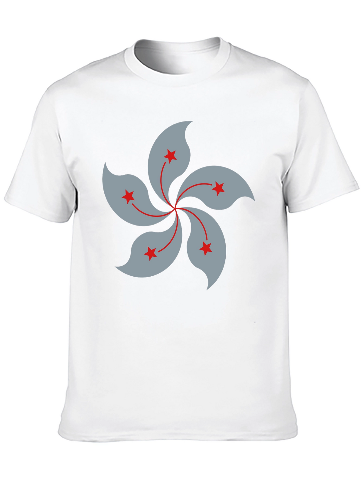Black T-Shirt with Hong Kong Bauhinia Flower Design