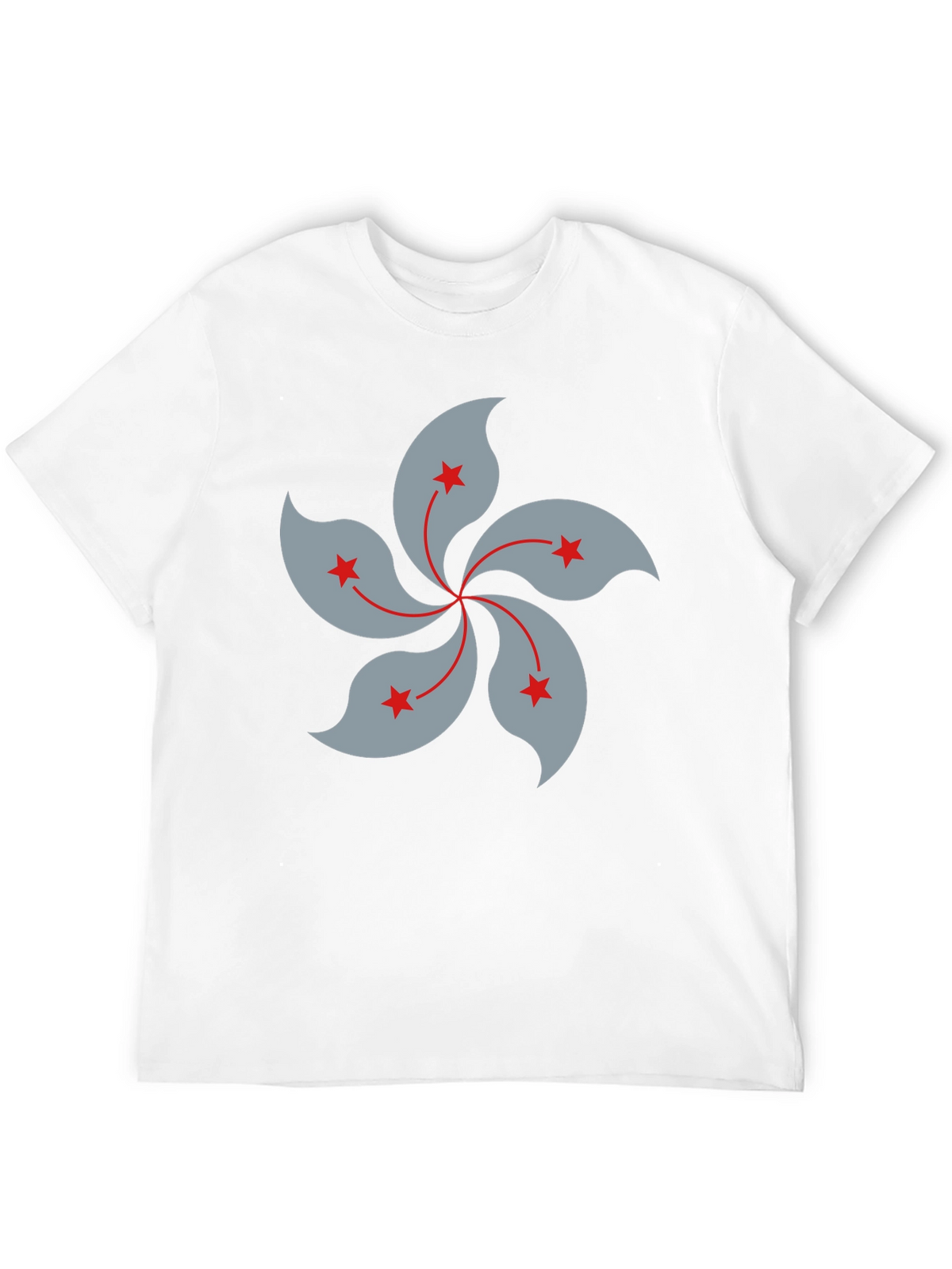 Black T-Shirt with Hong Kong Bauhinia Flower Design
