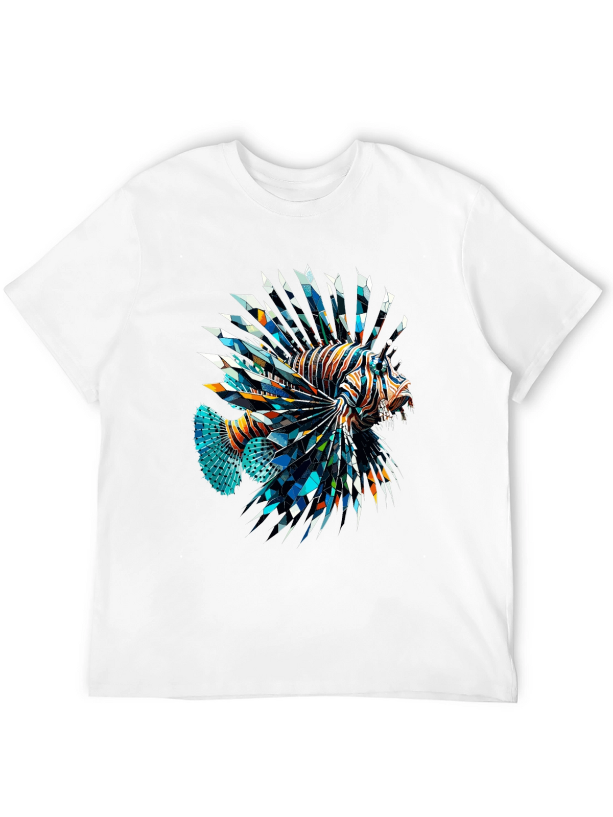 Geometric Lionfish Graphic Tee - Black