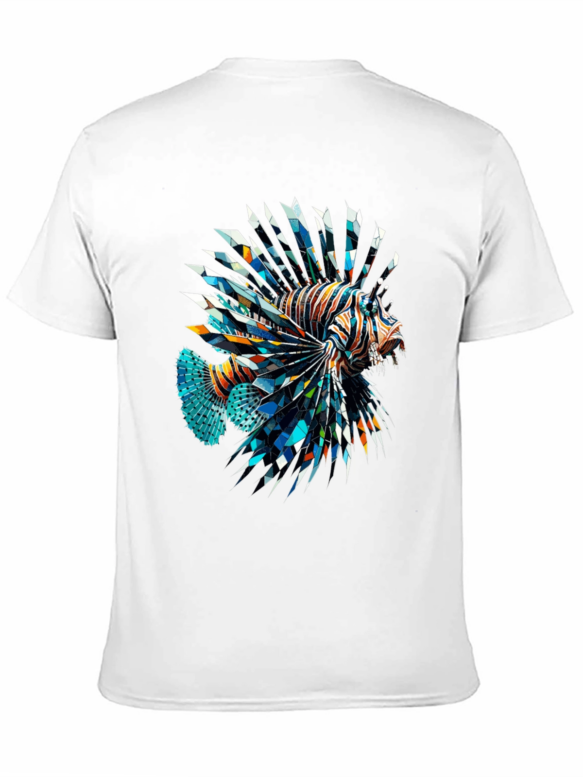 Geometric Lionfish Graphic Tee - Black