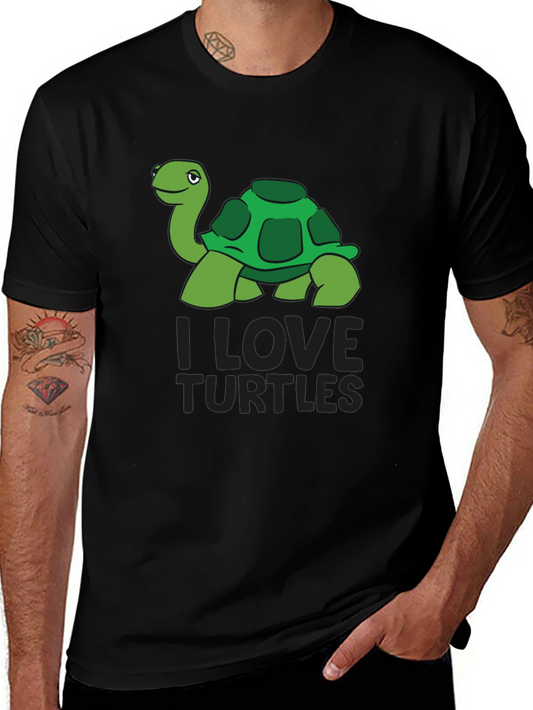 I Love Turtles Graphic Tee - Soft Cotton Black T-Shirt